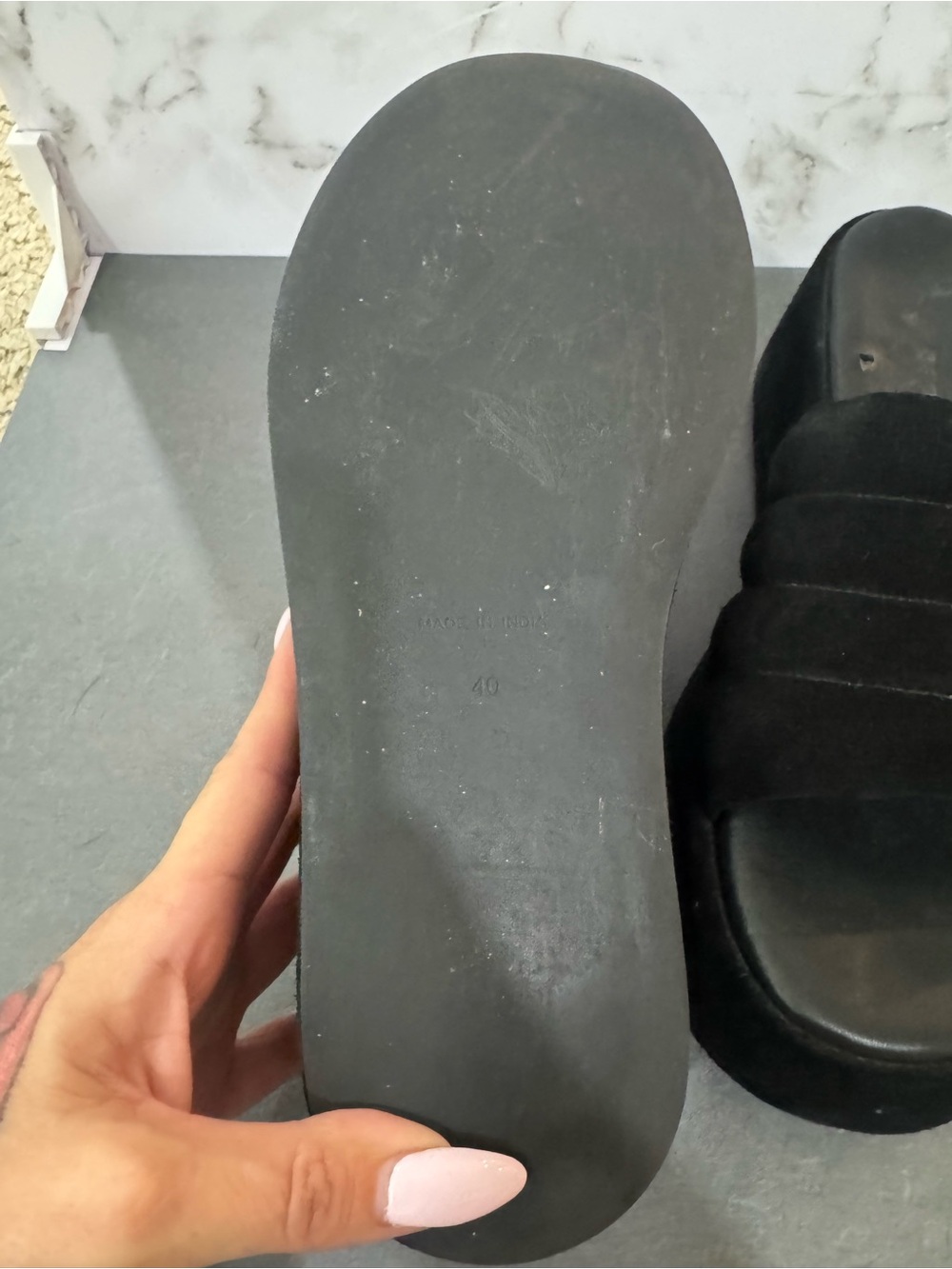 Free People Black Quilted Platform Slide Sandals - Picture 7 of 8